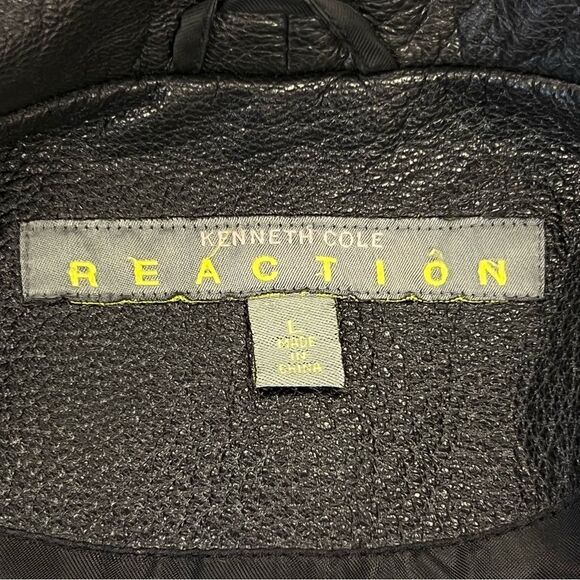 Kenneth Cole Reaction Women’s Black Leather Zip Jacket LARGE Minimalist Classic - Picture 14 of 14